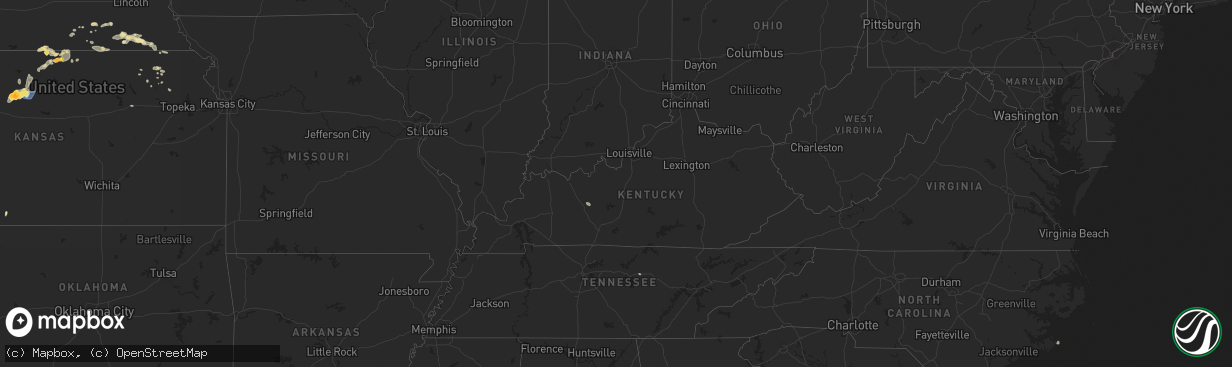 Hail map in Kentucky on July 21, 2025