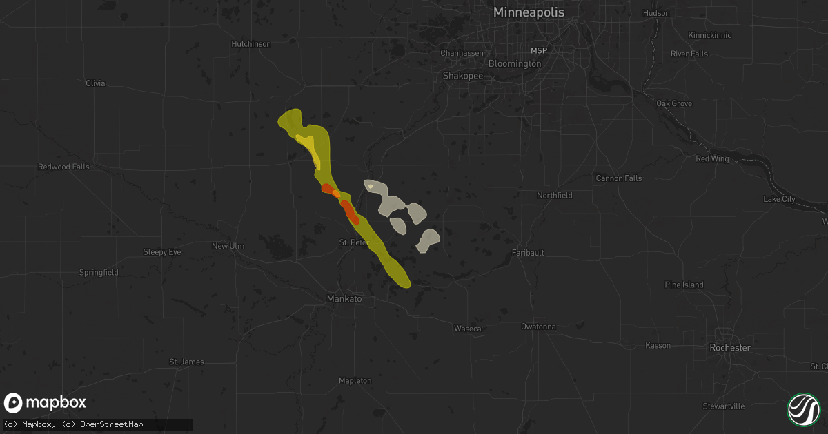 Hail map in Le Center, MN on July 21, 2025