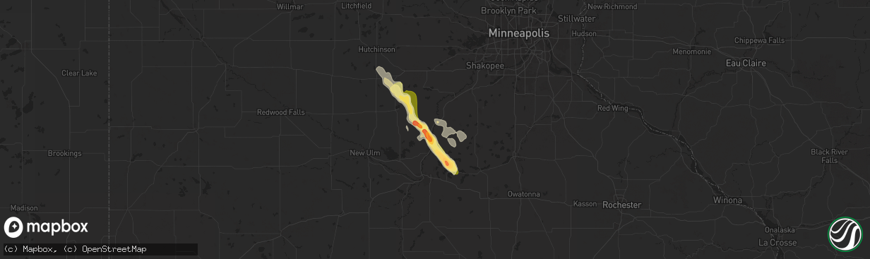 Hail map in Le Sueur, MN on July 21, 2025