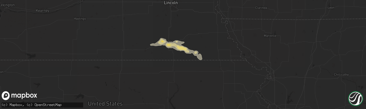 Hail map in Liberty, NE on July 21, 2025