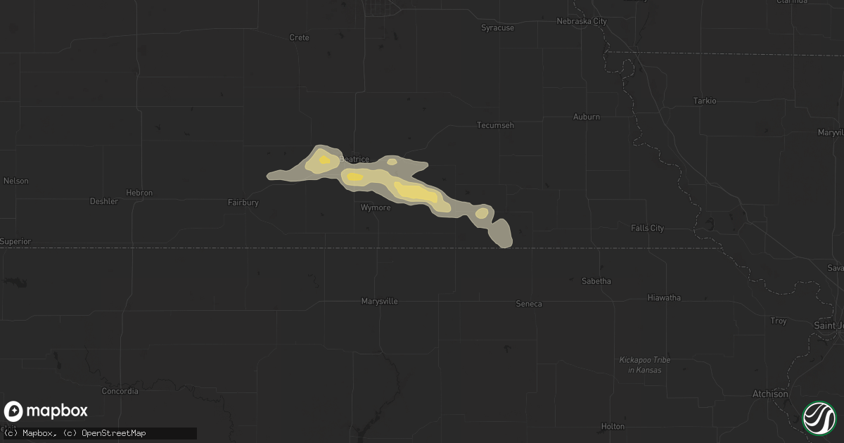 Hail map in Liberty, NE on July 21, 2025