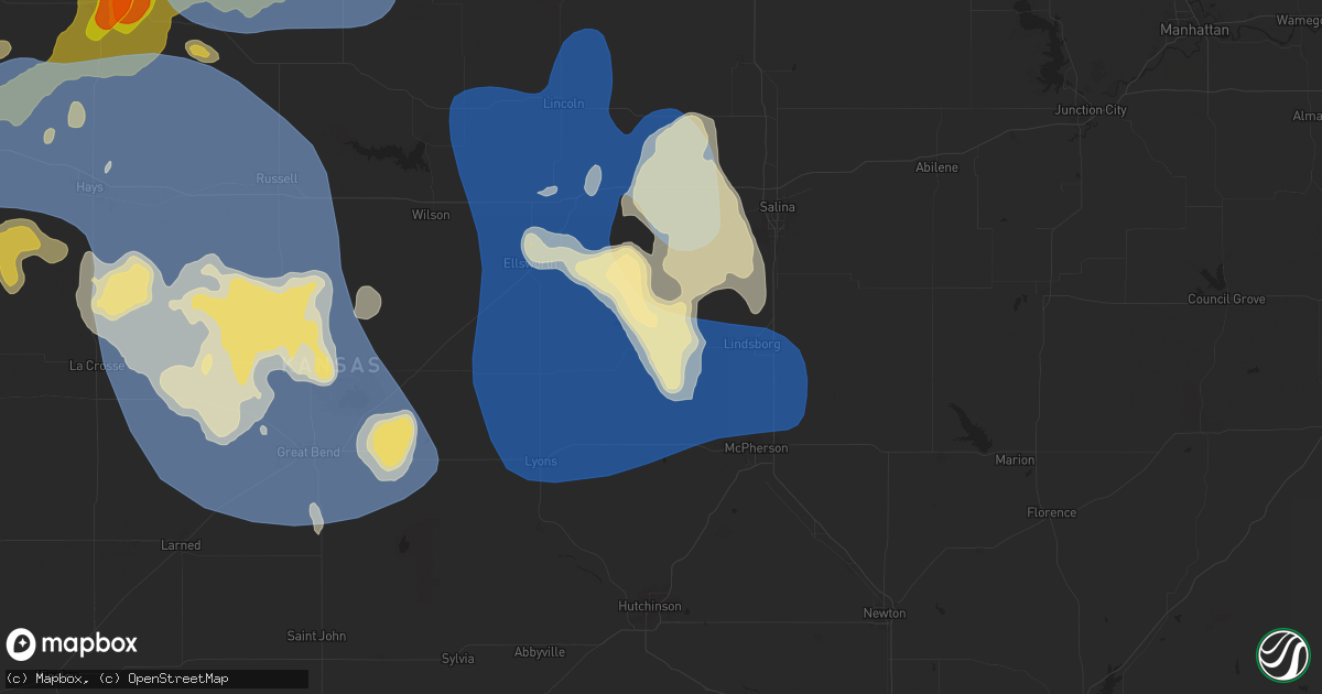 Hail map in Marquette, KS on July 21, 2025