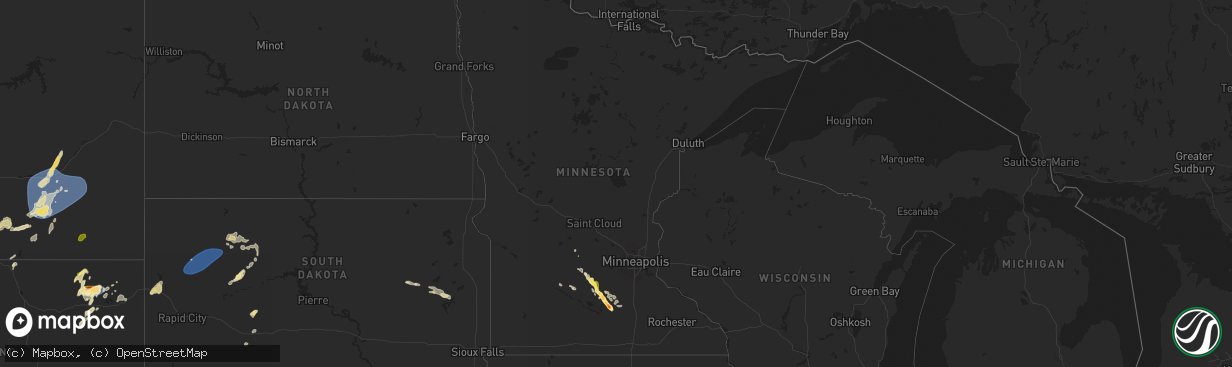 Hail map in Minnesota on July 21, 2025