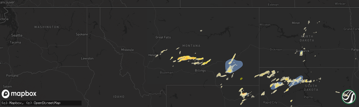 Hail map in Montana on July 21, 2025