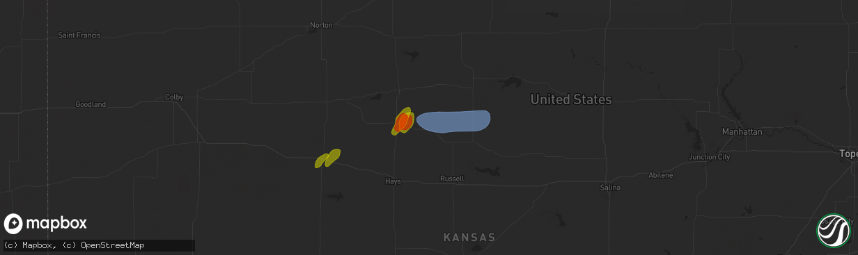 Hail map in Natoma, KS on July 21, 2025