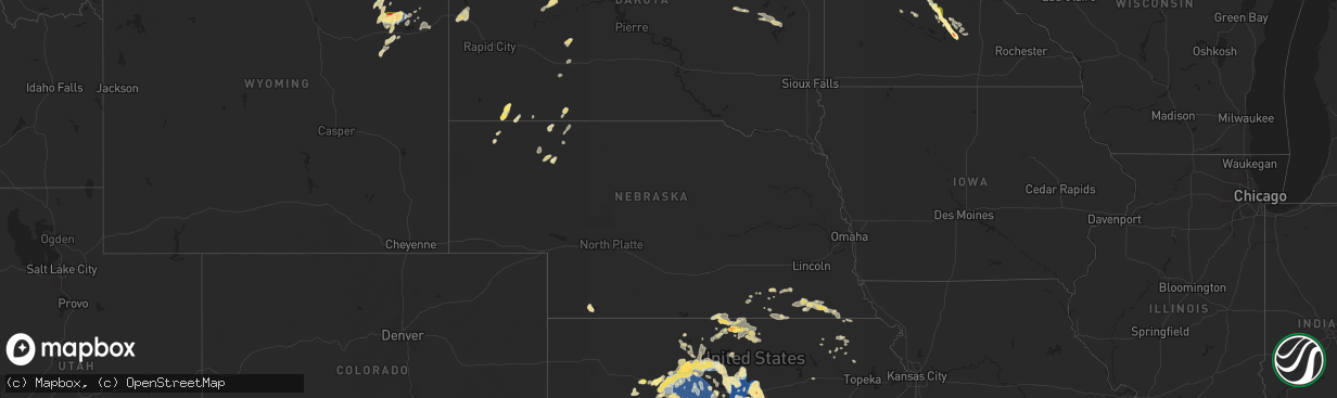 Hail map in Nebraska on July 21, 2025