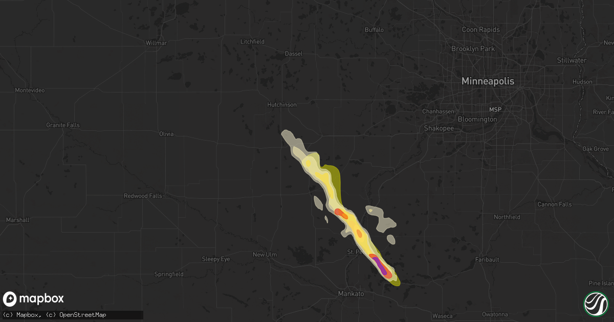 Hail map in New Auburn, MN on July 21, 2025