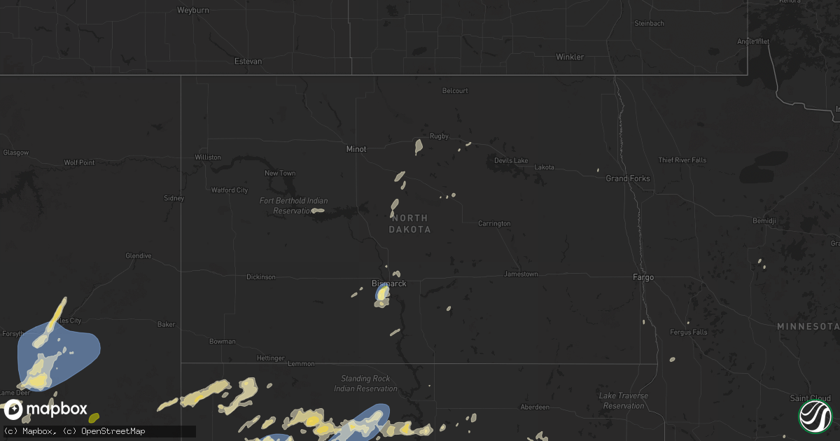 Hail map in North Dakota on July 21, 2025