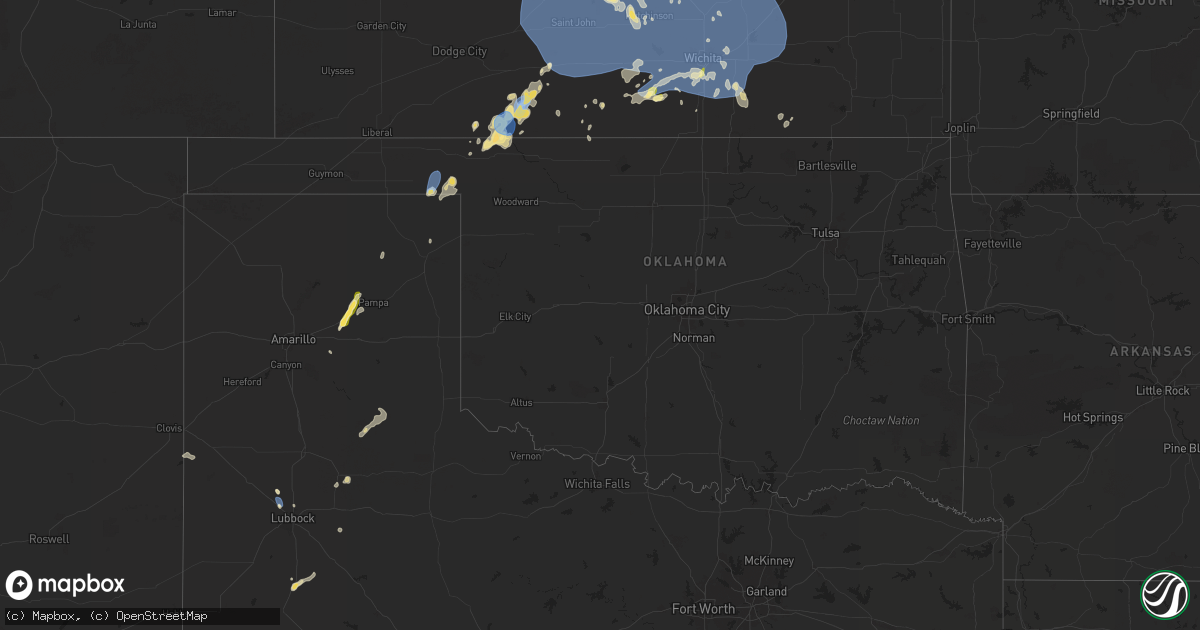 Hail map in Oklahoma on July 21, 2025