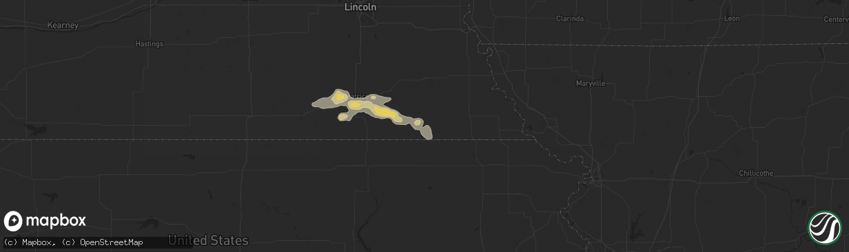 Hail map in Pawnee City, NE on July 21, 2025