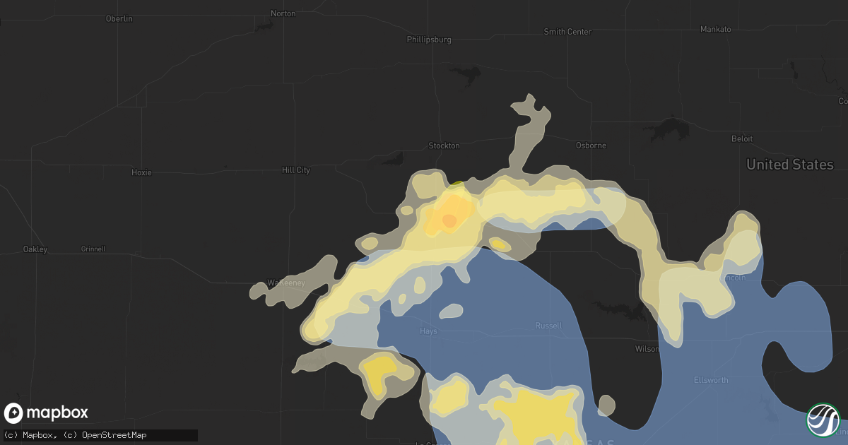 Hail map in Plainville, KS on July 21, 2025