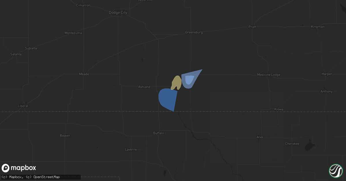 Hail map in Protection, KS on July 21, 2025