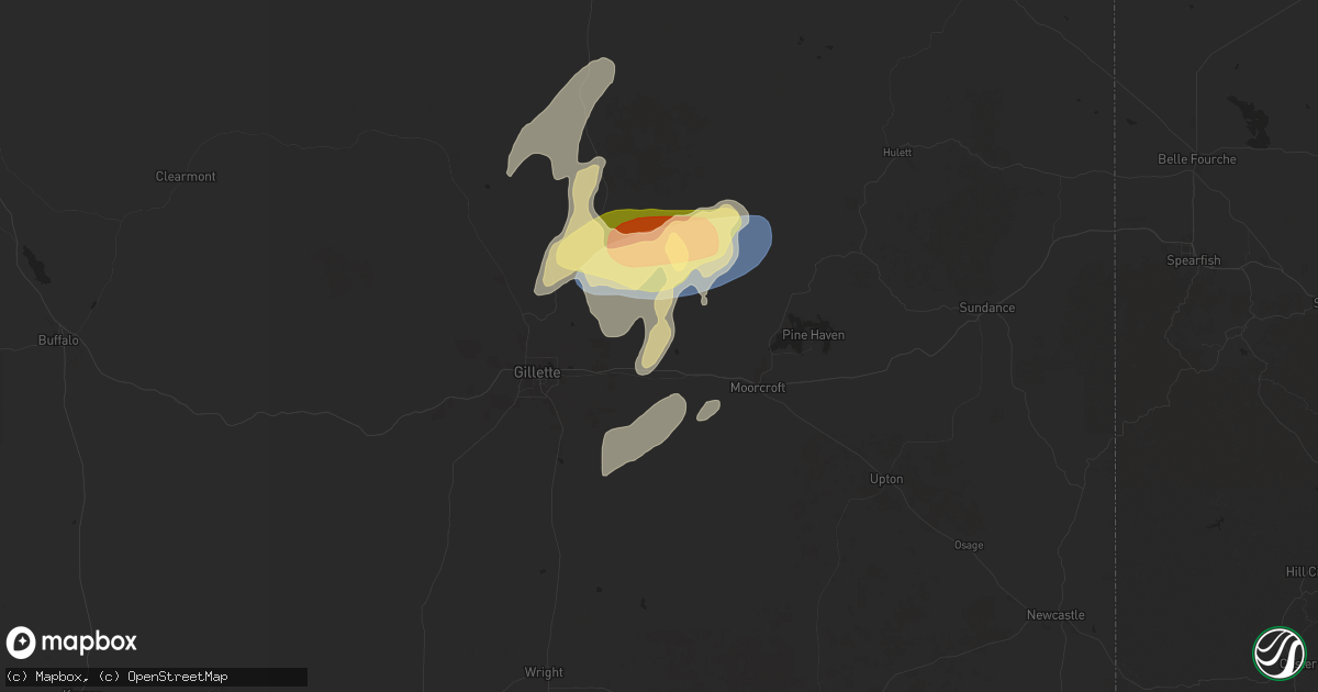 Hail map in Rozet, WY on July 21, 2025