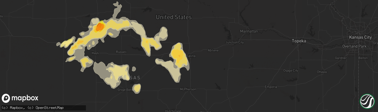 Hail map in Salina, KS on July 21, 2025