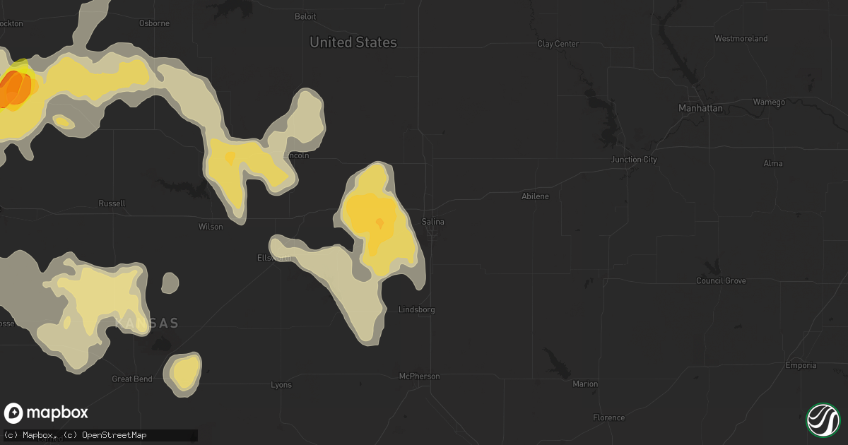 Hail map in Salina, KS on July 21, 2025