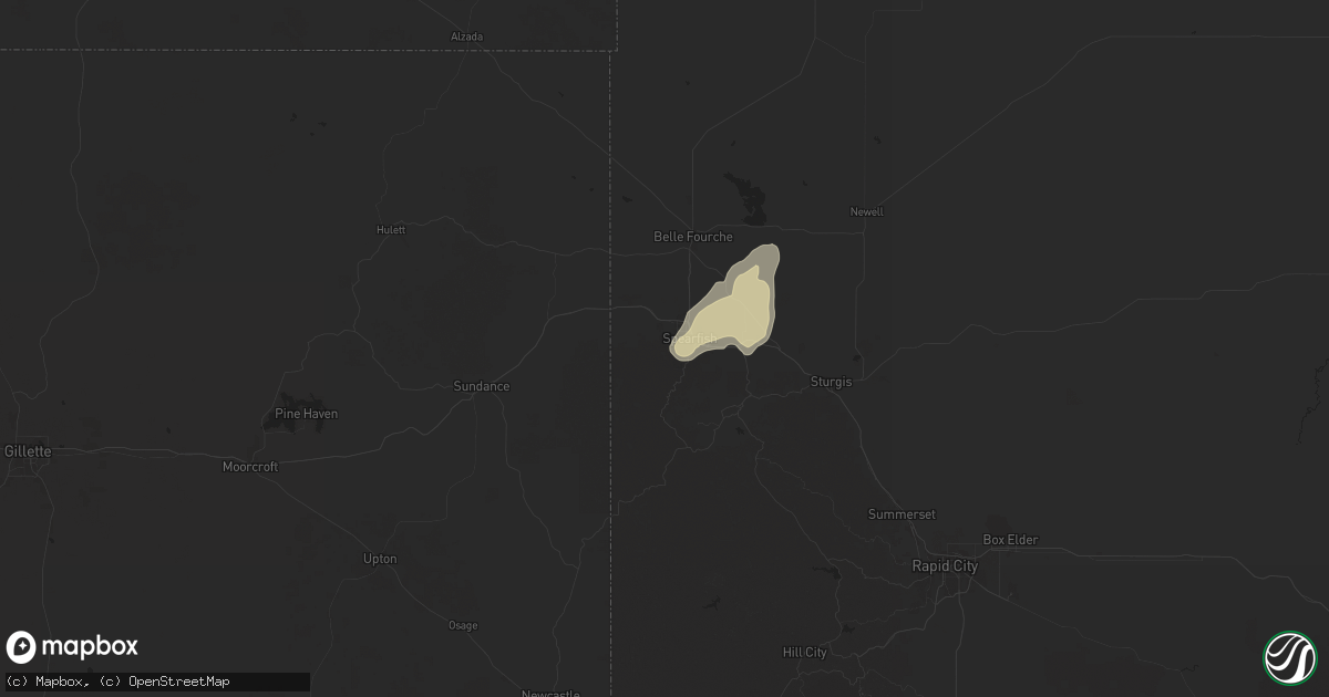 Hail map in Spearfish, SD on July 21, 2025