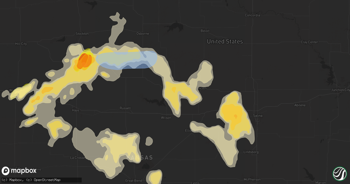 Hail map in Sylvan Grove, KS on July 21, 2025