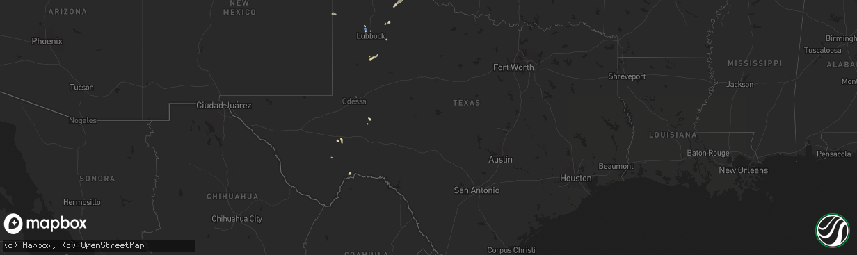 Hail map in Texas on July 21, 2025
