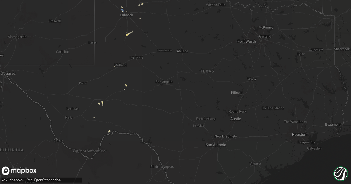 Hail map in Texas on July 21, 2025