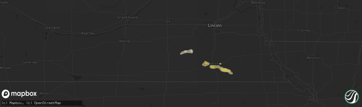 Hail map in Tobias, NE on July 21, 2025
