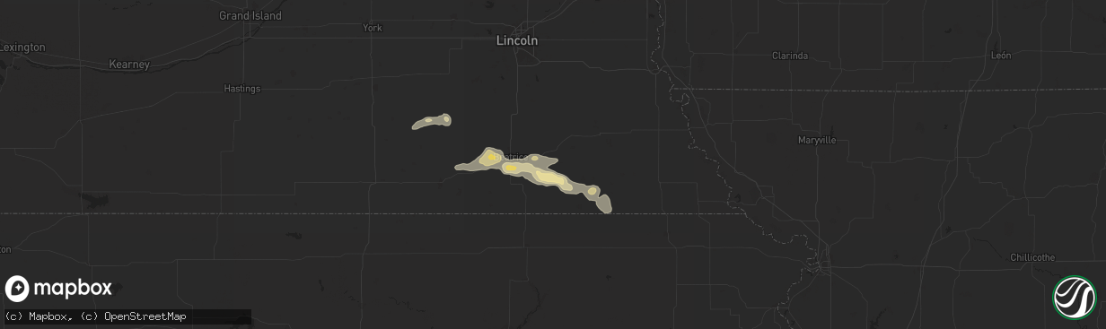Hail map in Virginia, NE on July 21, 2025