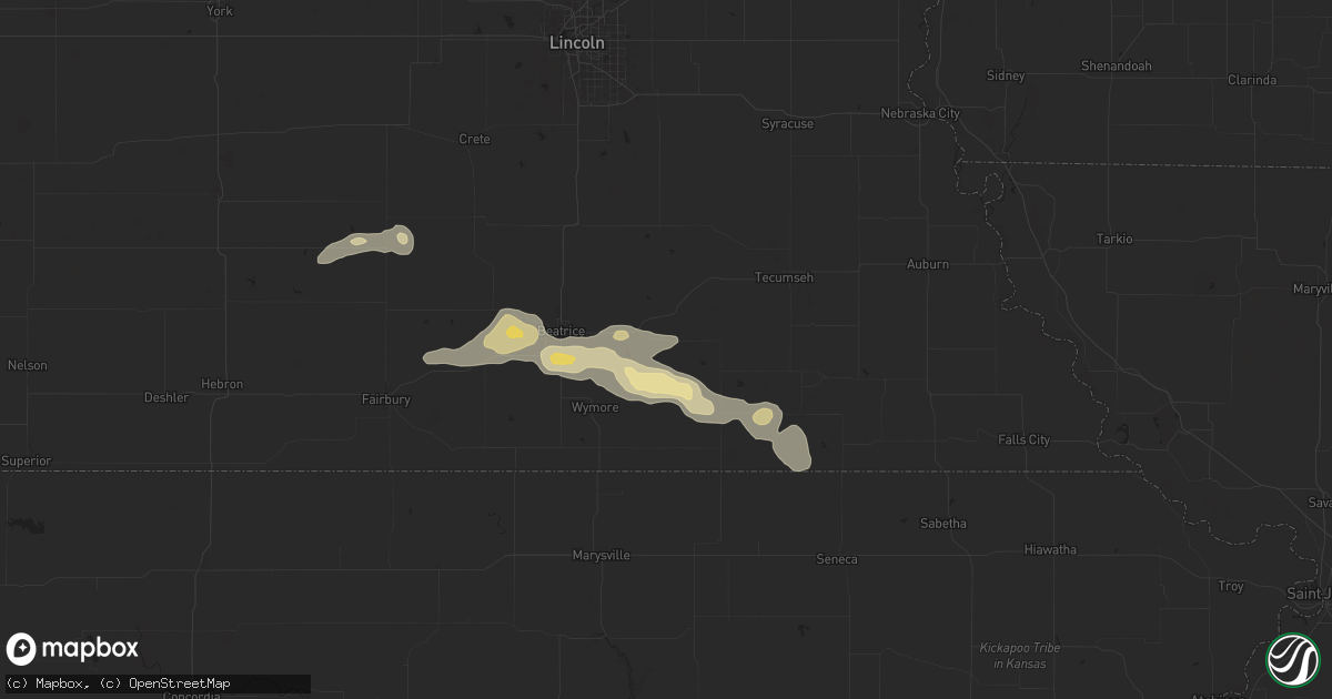 Hail map in Virginia, NE on July 21, 2025