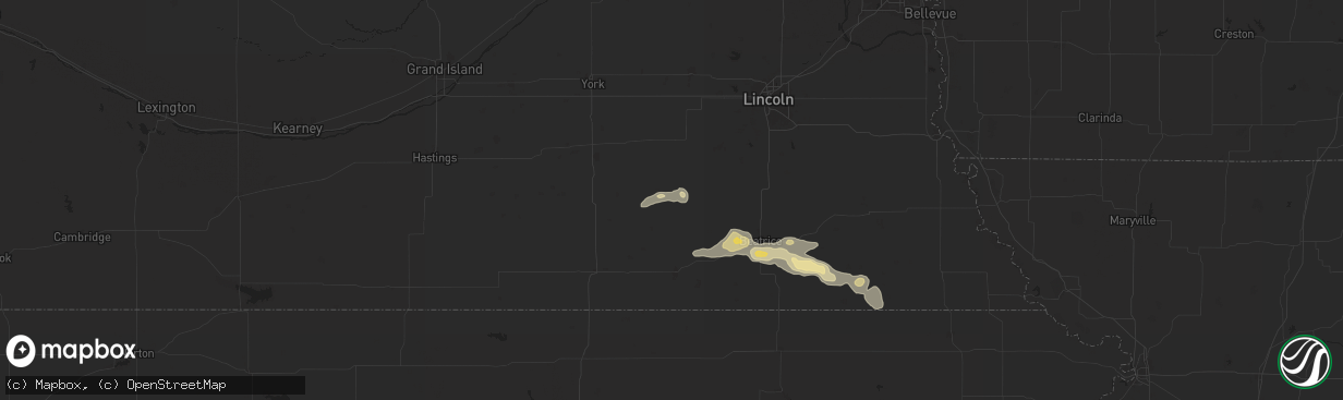 Hail map in Western, NE on July 21, 2025