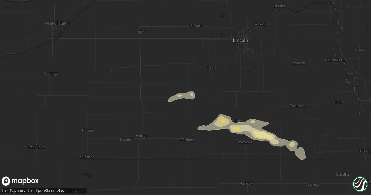 Hail map in Western, NE on July 21, 2025