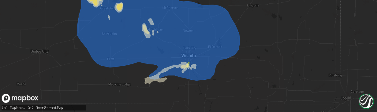Hail map in Wichita, KS on July 21, 2025