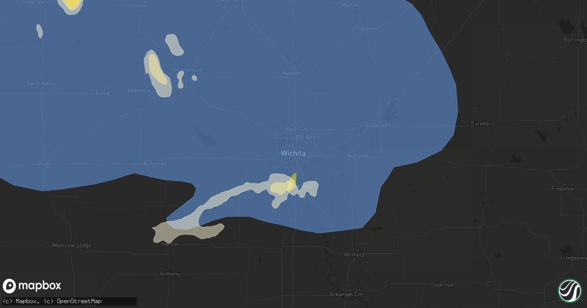 Hail map in Wichita, KS on July 21, 2025