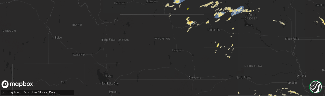 Hail map in Wyoming on July 21, 2025