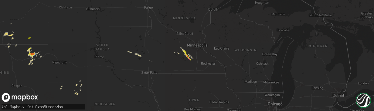 Hail map on July 21, 2025