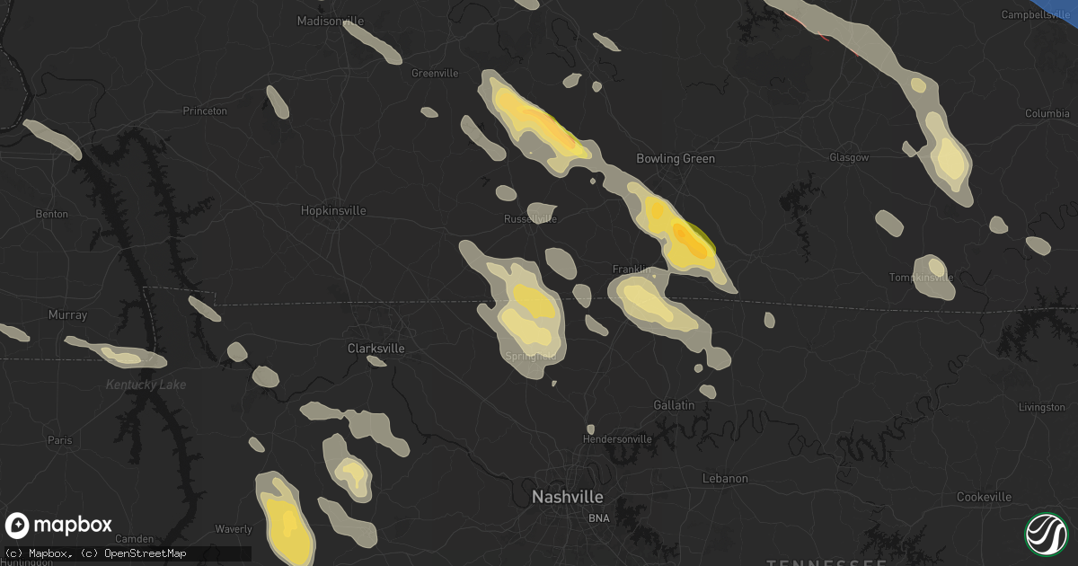 Hail map in Adairville, KY on July 21, 2026