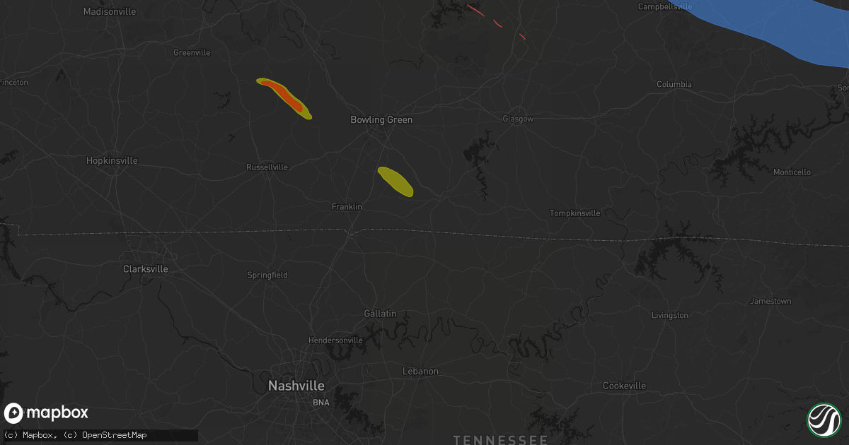 Hail map in Adolphus, KY on July 21, 2026