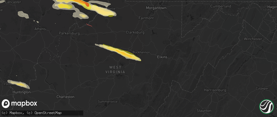 Hail map in Adrian, WV on July 21, 2026
