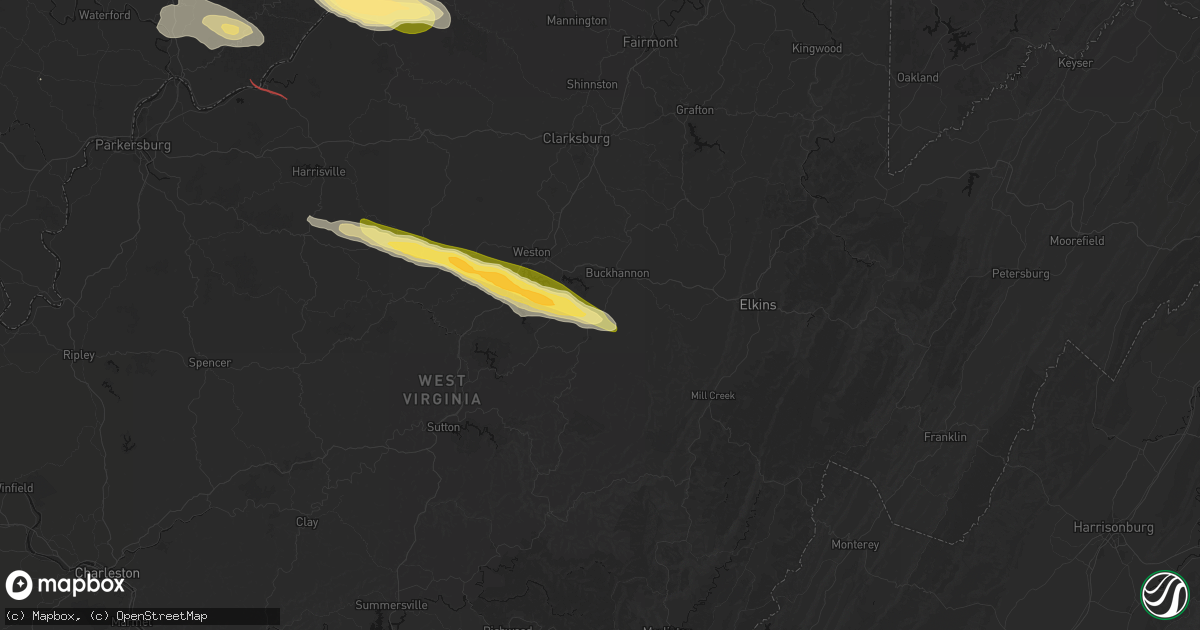 Hail map in Adrian, WV on July 21, 2026