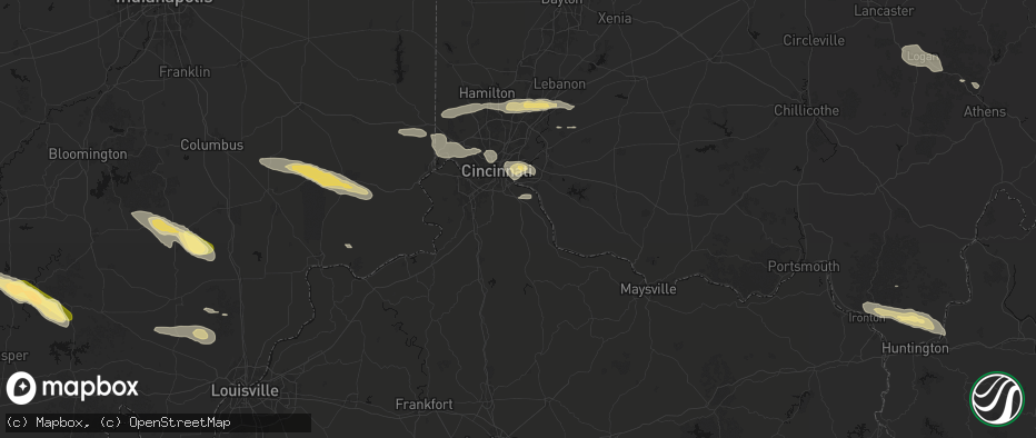 Hail map in Alexandria, KY on July 21, 2026