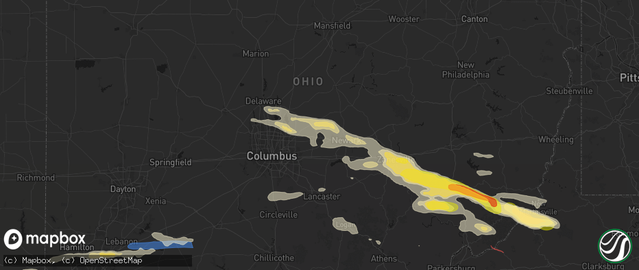 Hail map in Alexandria, OH on July 21, 2026