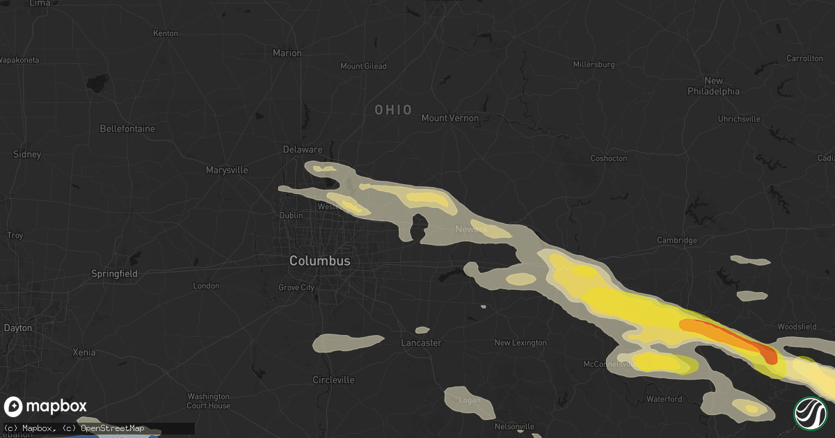 Hail map in Alexandria, OH on July 21, 2026