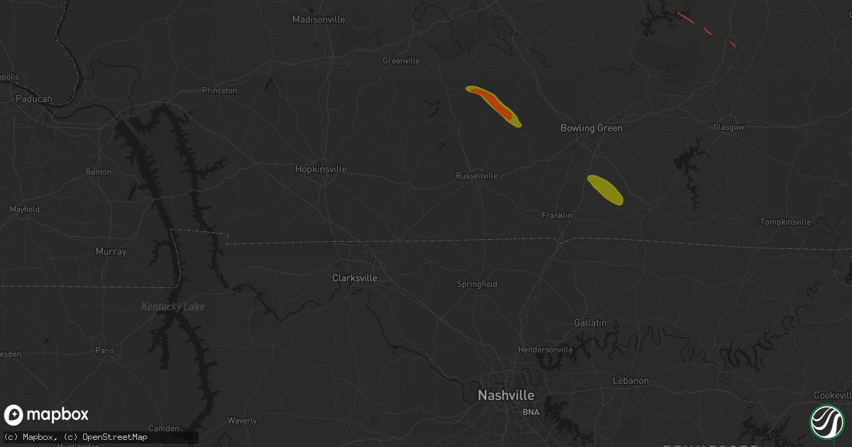 Hail map in Allensville, KY on July 21, 2026