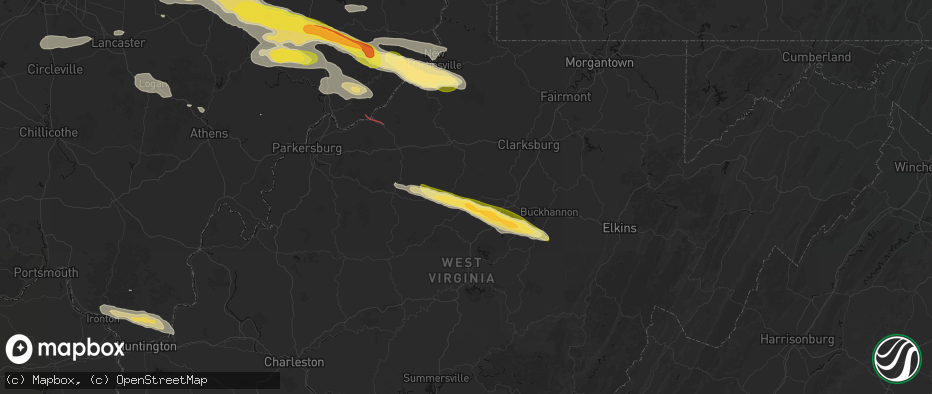 Hail map in Alum Bridge, WV on July 21, 2026