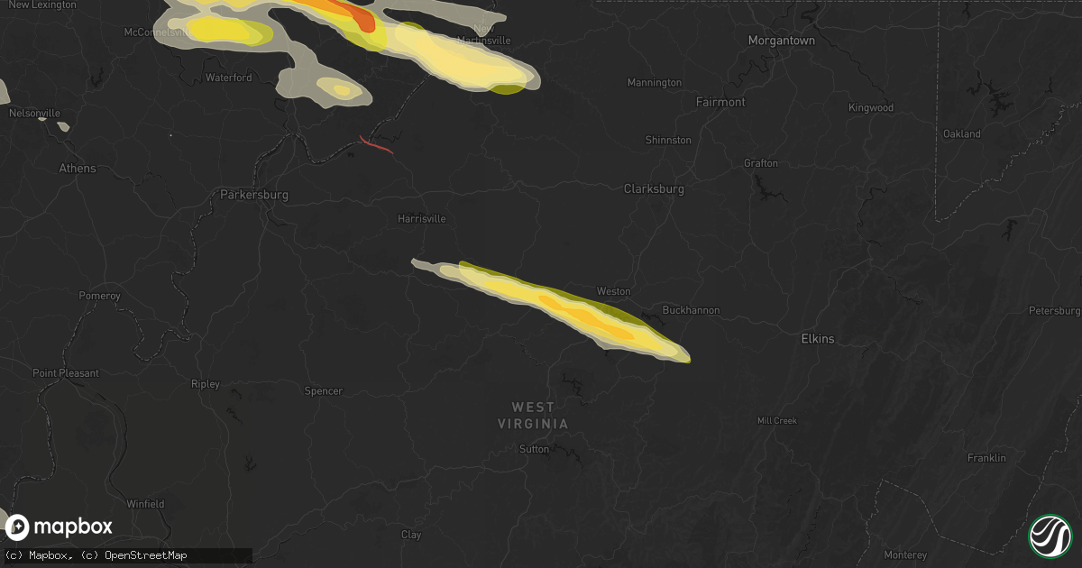 Hail map in Alum Bridge, WV on July 21, 2026