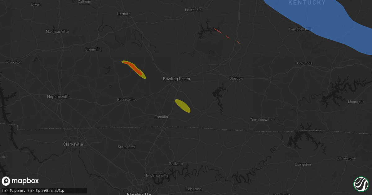 Hail map in Alvaton, KY on July 21, 2026
