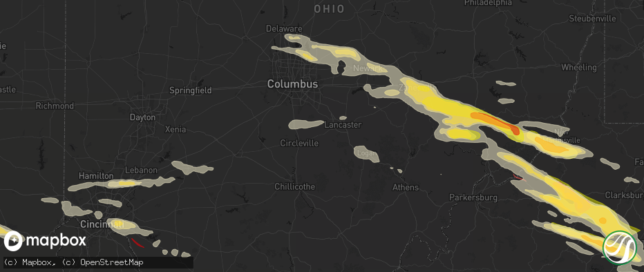 Hail map in Amanda, OH on July 21, 2026