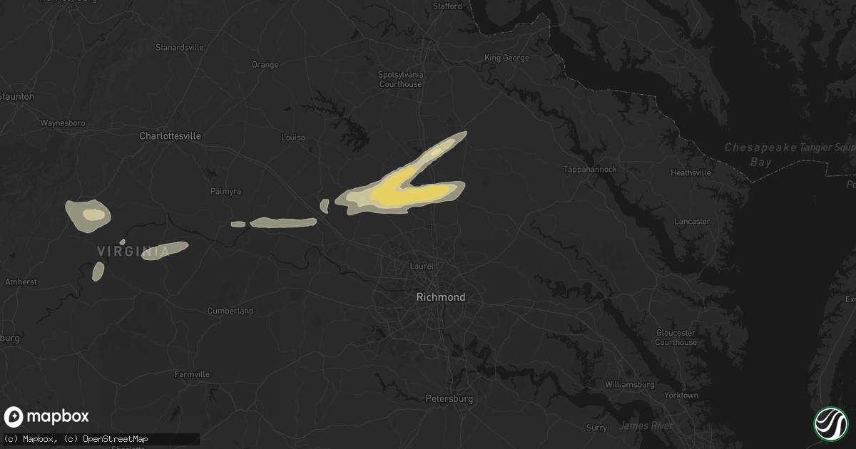 Hail map in Ashland, VA on July 21, 2026