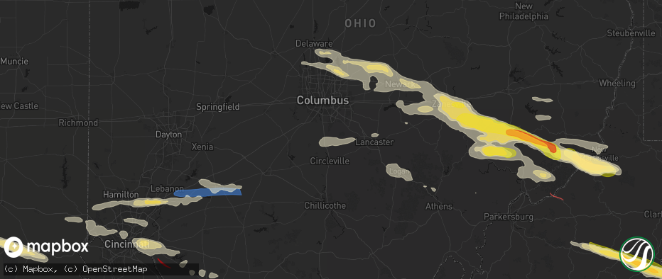 Hail map in Ashville, OH on July 21, 2026