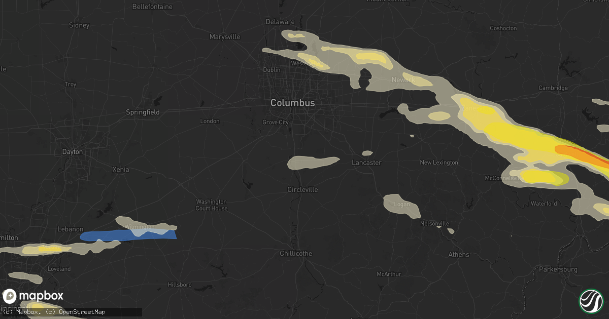 Hail map in Ashville, OH on July 21, 2026