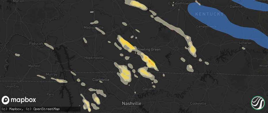 Hail map in Auburn, KY on July 21, 2026