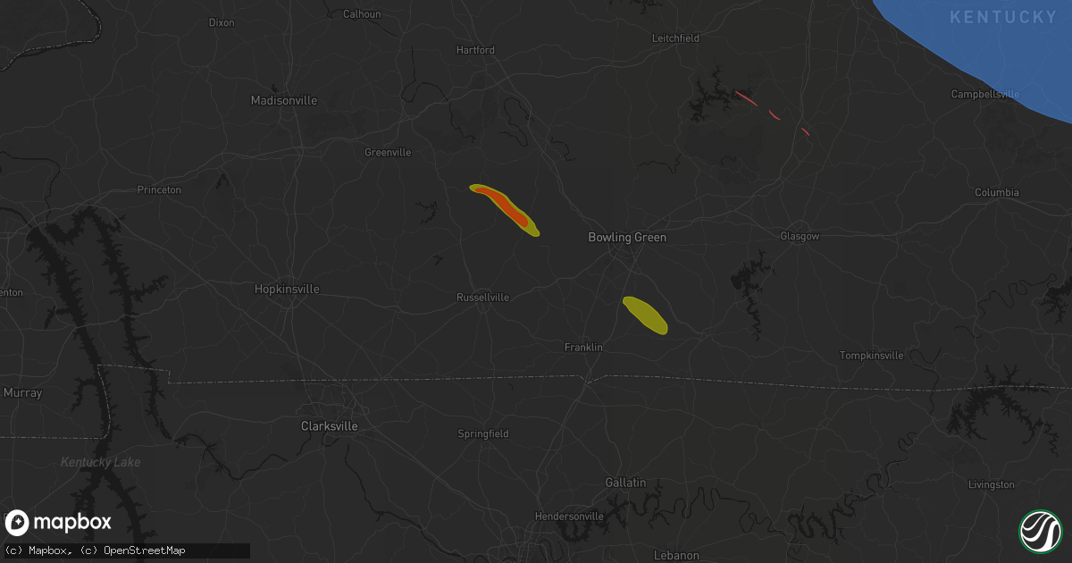 Hail map in Auburn, KY on July 21, 2026