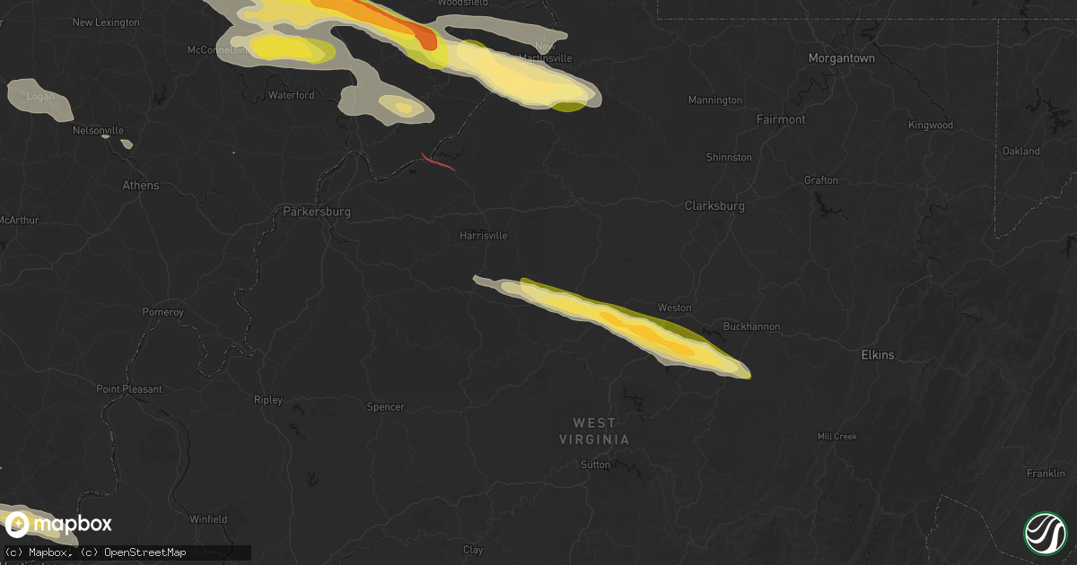 Hail map in Auburn, WV on July 21, 2026